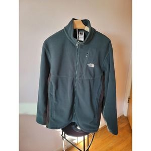 Pre-Owned The North Face Forest Green and Black Fleece Jacket Men Large